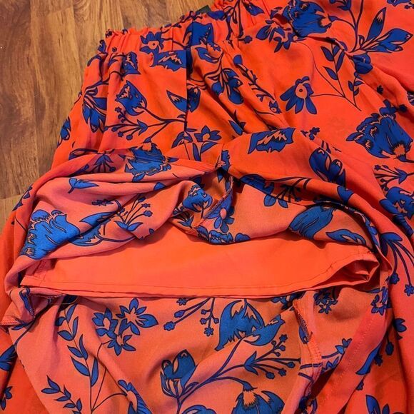NWOT Shein Palazzo Red/Blue Tropical Flare Pants. Size L - Picture 3 of 7